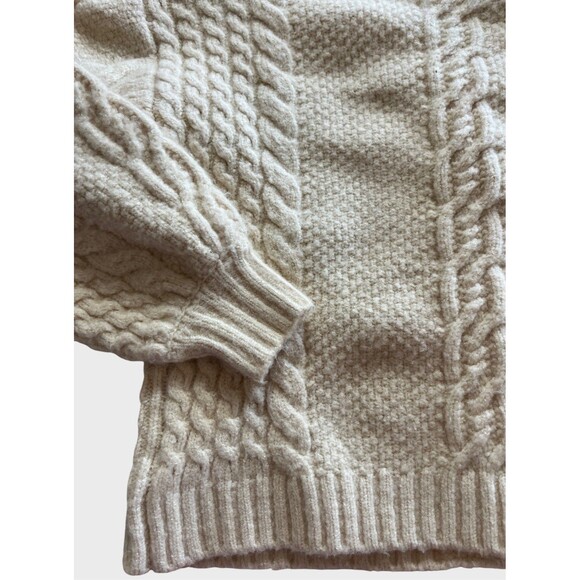 Ivory Floral Embroidered Oversized Chunky Cardigan Sweater Cottage Girlhood  M - Picture 6 of 8